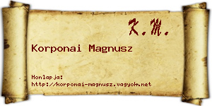 Korponai Magnusz névjegykártya
